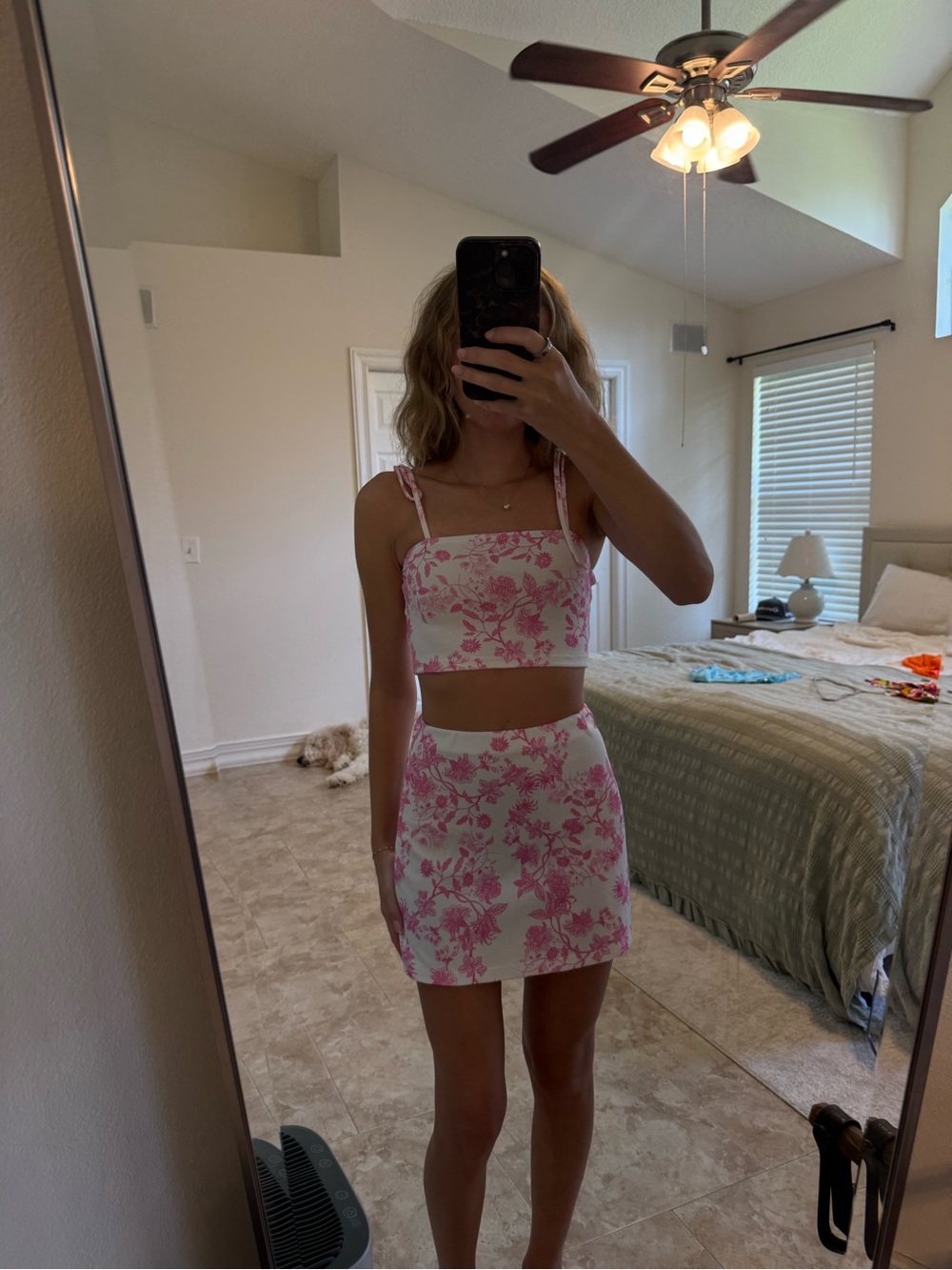 SHEIN Pink Floral Print 2 Piece Set